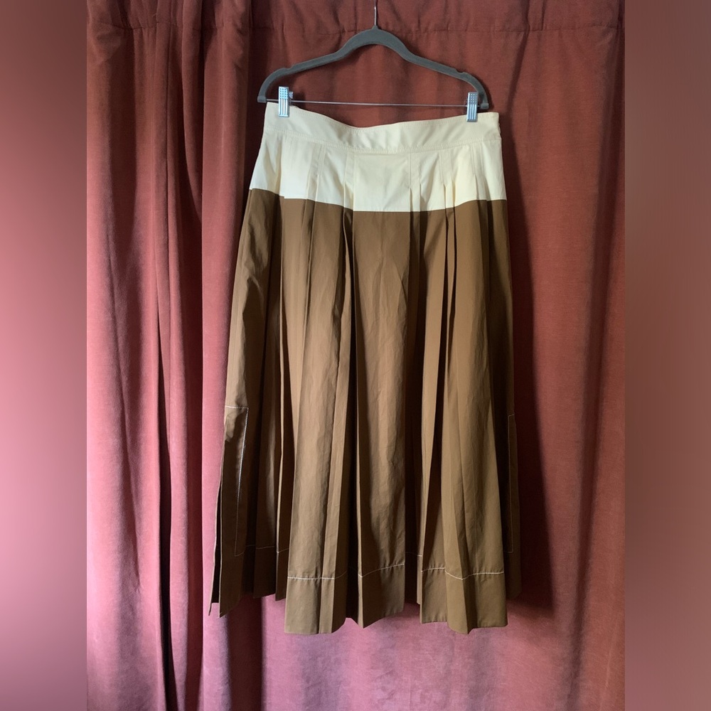 Tory Burch Cotton Poplin Pleated Skirt